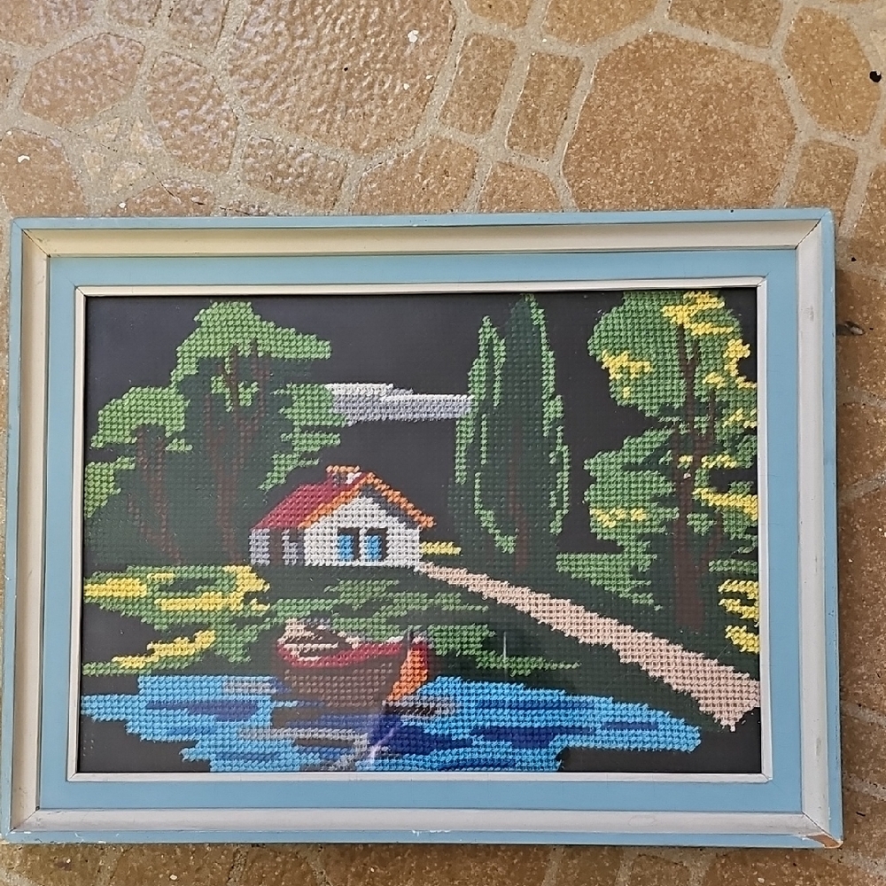 Vintage Completed Needlepoint Framed